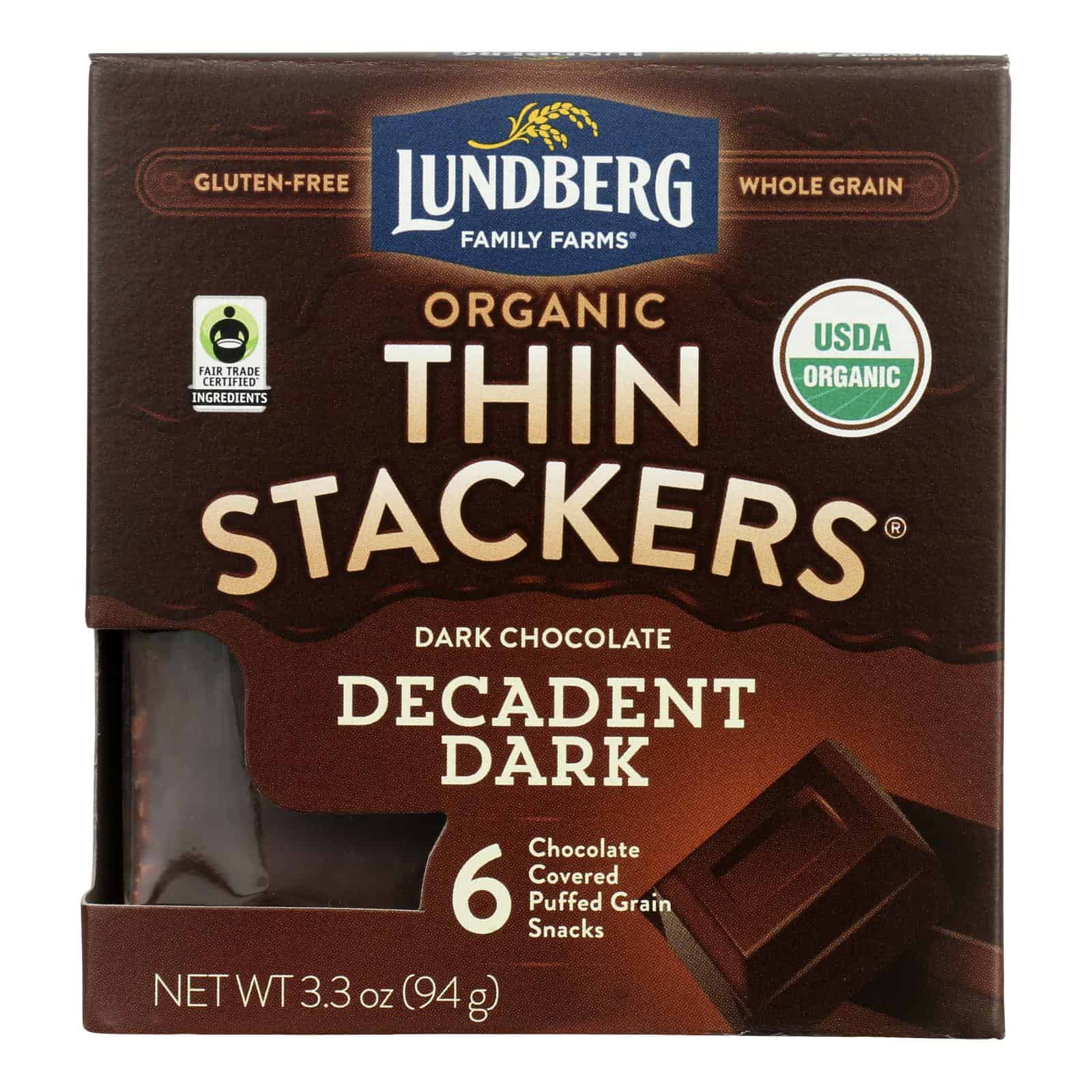 Lundberg Family Farms - Stackers Dark Chocolate - Case of 6 - 3.3 OZ - Image 3