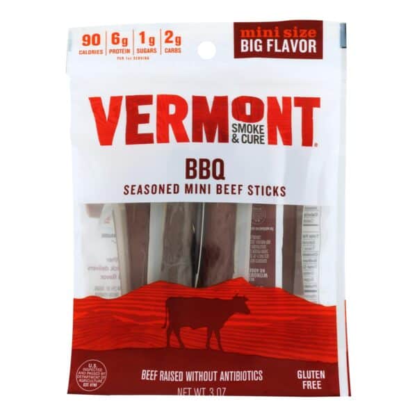 Vermont Smoke and Cure Beef Stick - BBQ - Case of 8 - 6/.5 oz