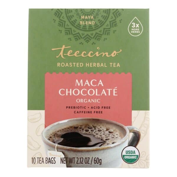 Teeccino Herbal Coffee Chocolate Dark Roast - 10 Tea Bags - Case of 6 - Image 3