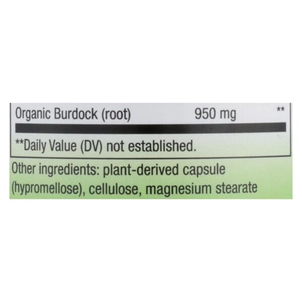 Nature's Way - Burdock Root - 100 Capsules - Image 3