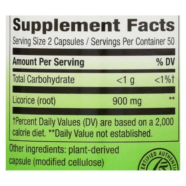 Nature's Way - Licorice Root - 100 Capsules - Image 2