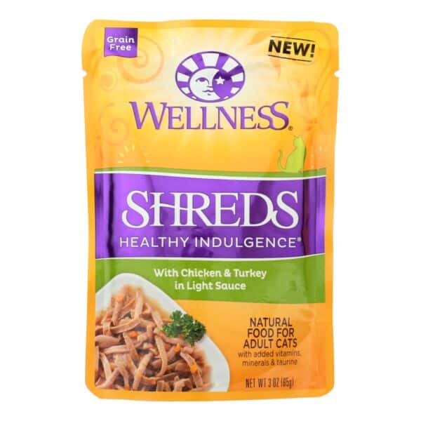 Wellness Pet Products Cat Food - Shreds Chicken and Turkey - Case of 24 - 3 oz. - Image 3