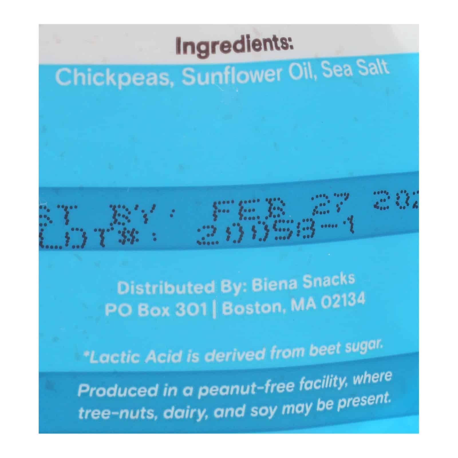 Biena Chickpea Snacks - Sea Salt - Case of 8 - 5 oz. - Image 2