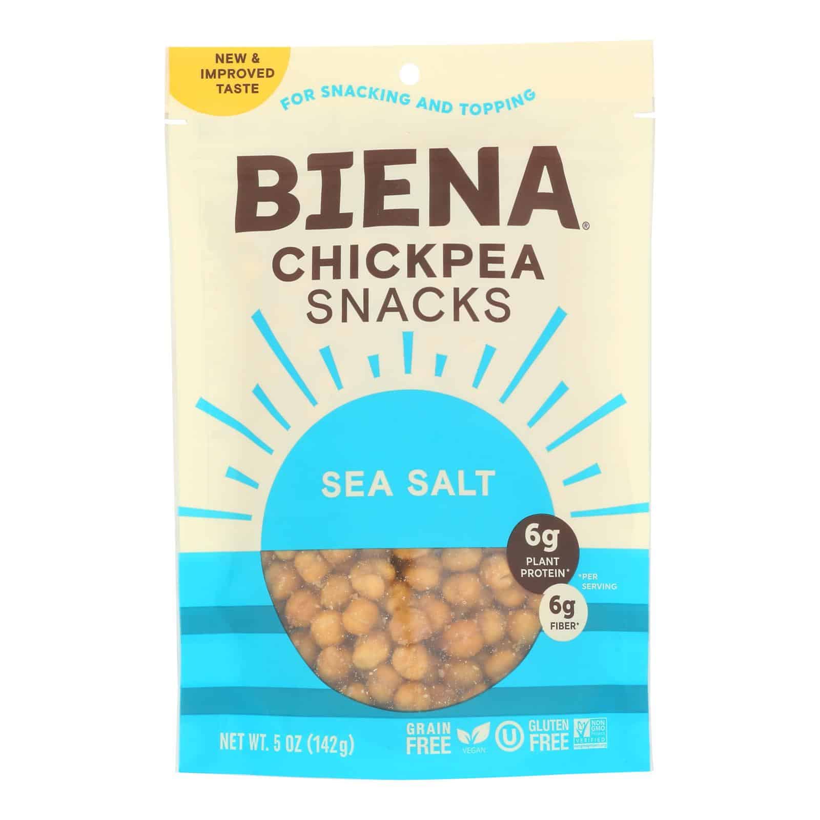 Biena Chickpea Snacks - Sea Salt - Case of 8 - 5 oz.
