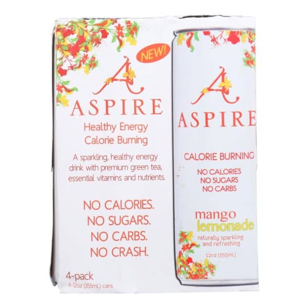 Aspire Mango Lemonade Sparkling Beverage  - Case of 6 - 4/12 OZ - Image 2