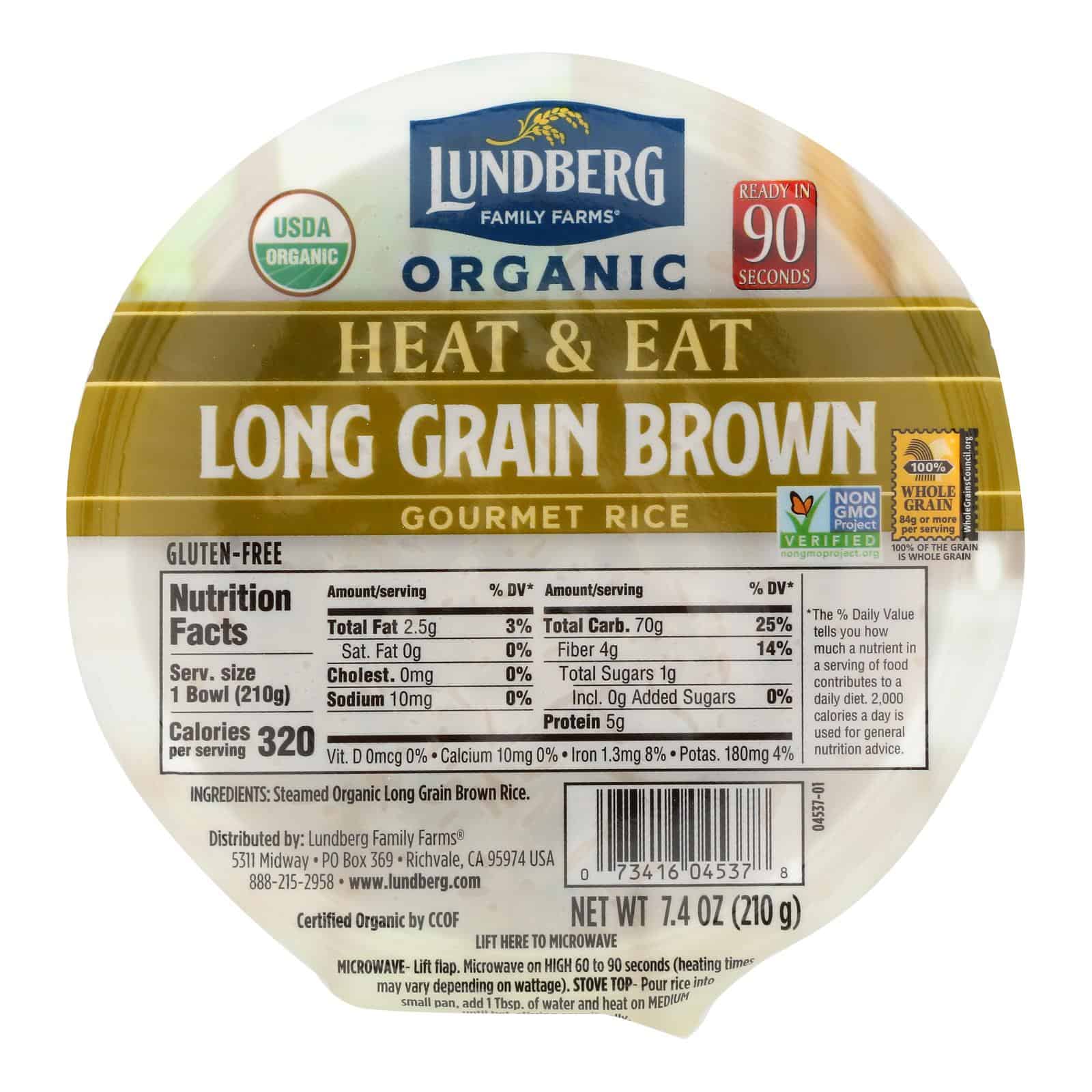 Lundberg Family Farms Organic Long Grain Brown Rice - Case of 12 - 7.4 oz. - Image 2