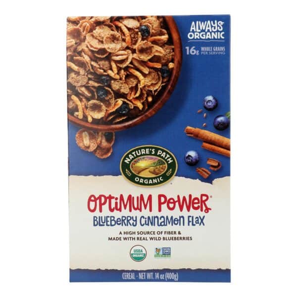 Nature's Path Organic Optimum Power Flax Cereal - Blueberry Cinnamon - Case of 12 - 14 oz. - Image 2