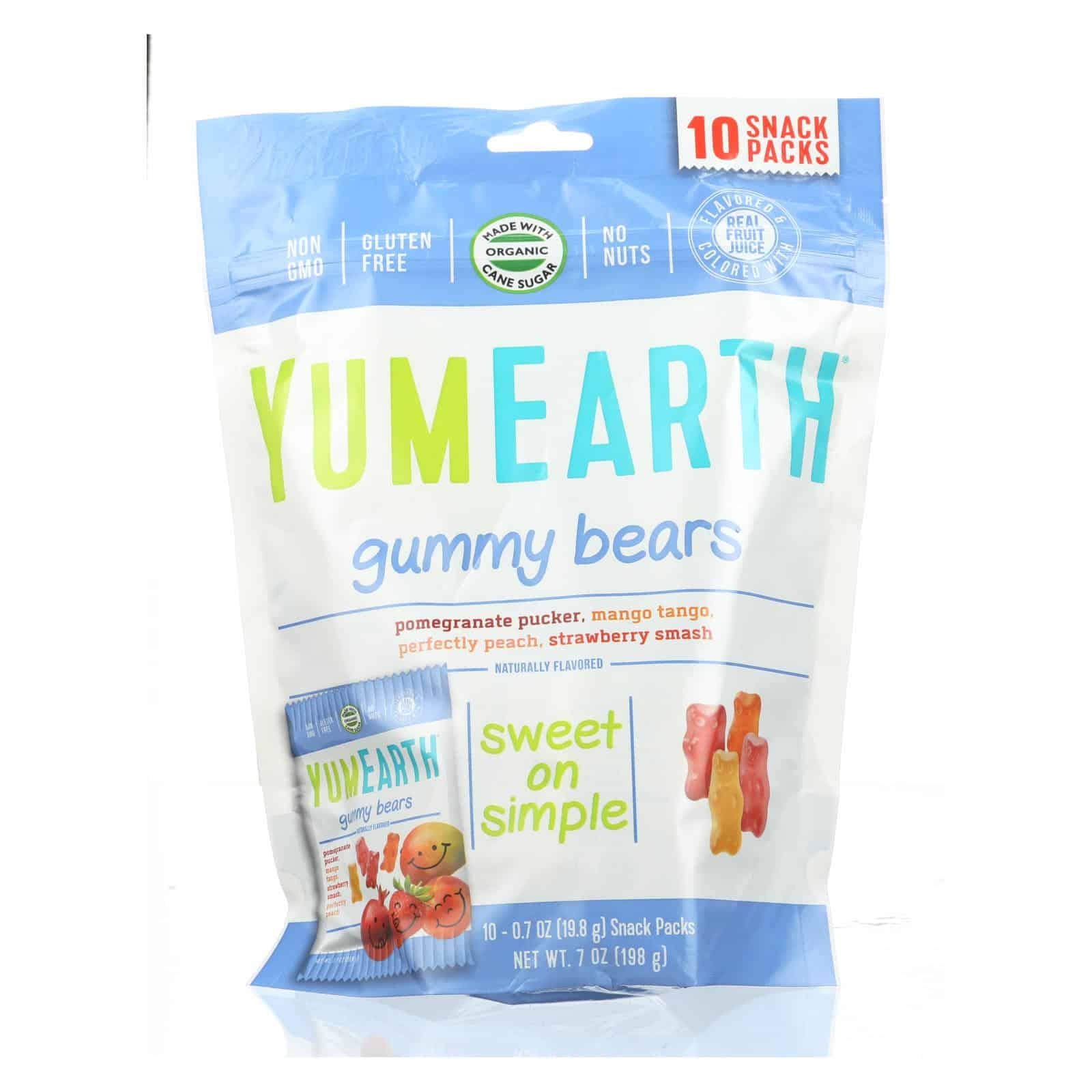 Yummy Earth Organics Gummy Bears - Organic - Snack Pack - .7 oz - 10 Count - Case of 12 - Image 3