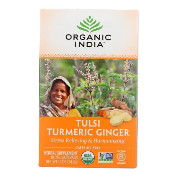 Organic India Tea - Organic - Tulsi - Turmeric Ginger - 18 Bags - Case of 6 - Image 3