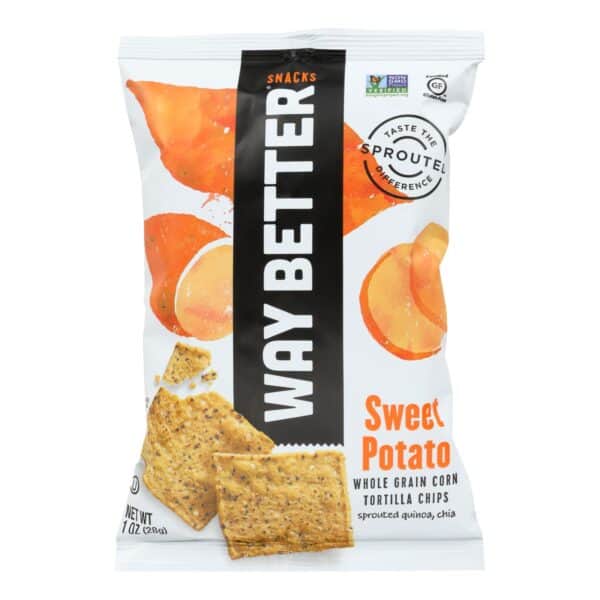 Way Better Snacks Tortilla Chips - Sweet Potato - Case of 12 - 1 ounce