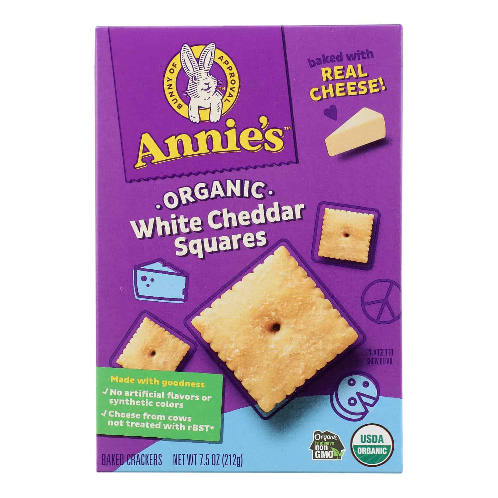 Annie'S Homegrown Cheddar Squares White Cheddar Squares - Case Of 12 - 7.5 Oz - Image 2
