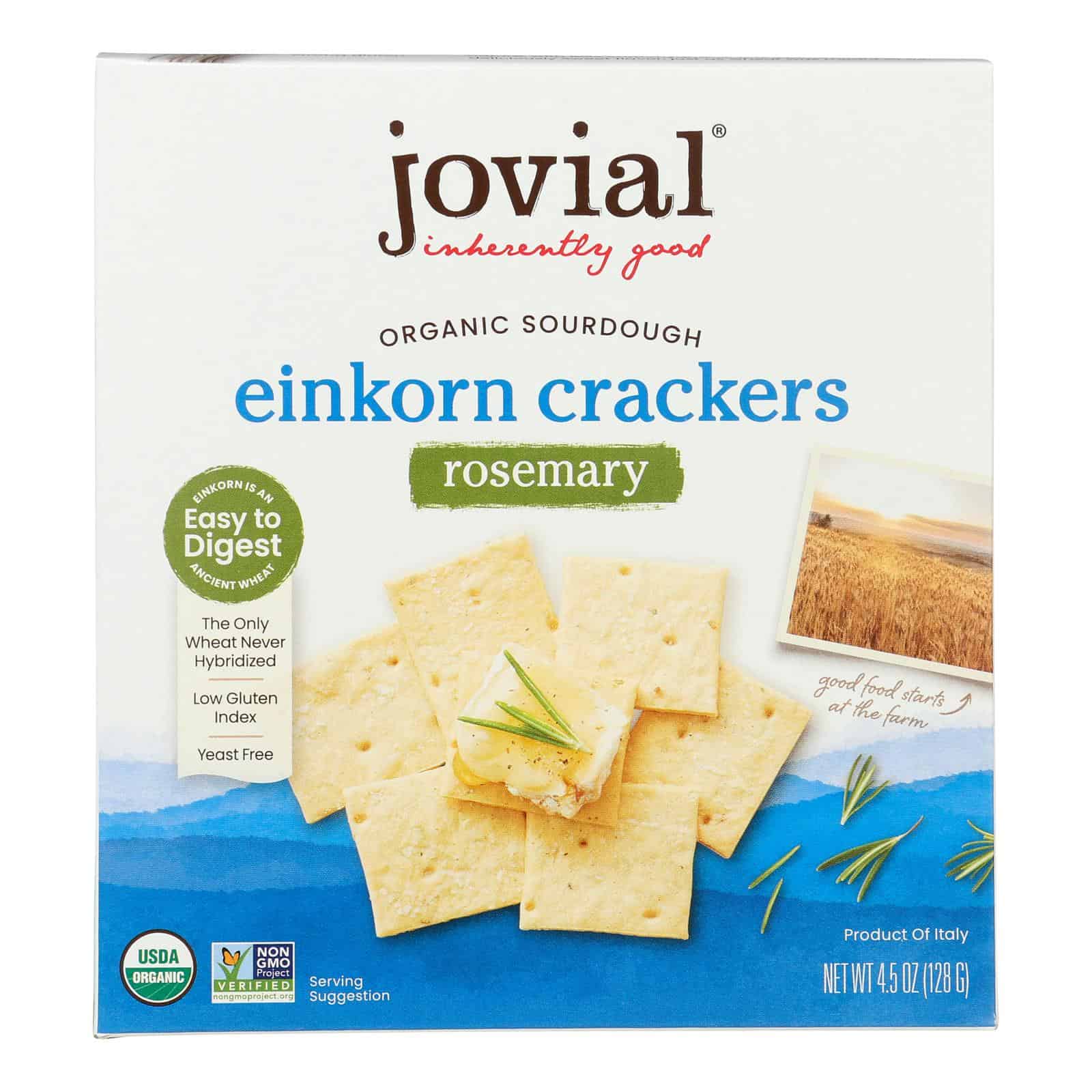 Jovial - Sourdough Einkorn Crackers - Rosemary - Case of 10 - 4.5 oz.