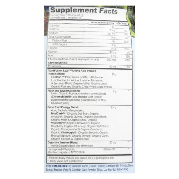 Plantfusion - Complete Lean Protein - Chocolate - 14.8 oz. - Image 2