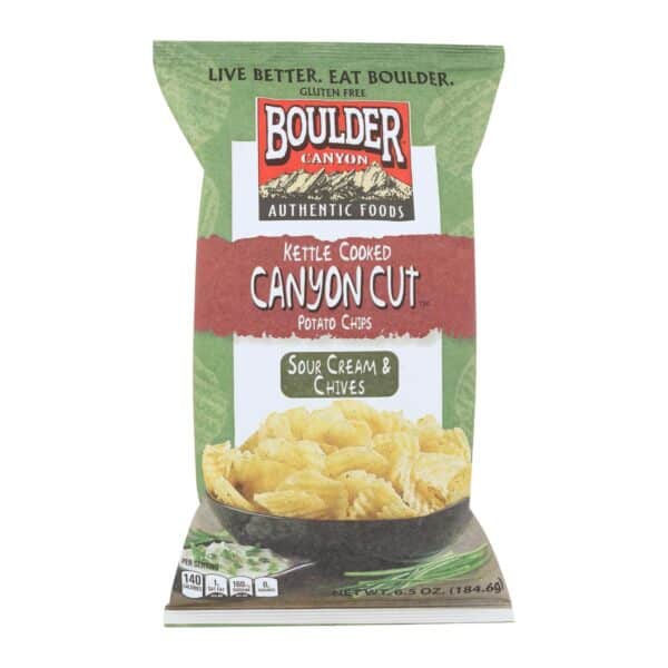 Boulder Canyon - Kettle Cooked Canyon Cut Potato Chips -Sour Cream & Chives - Case of 12 - 6.5 oz - Image 2