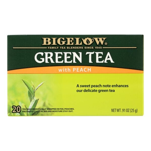 Bigelow Tea Green Tea - with Peach - Case of 6 - 20 BAG