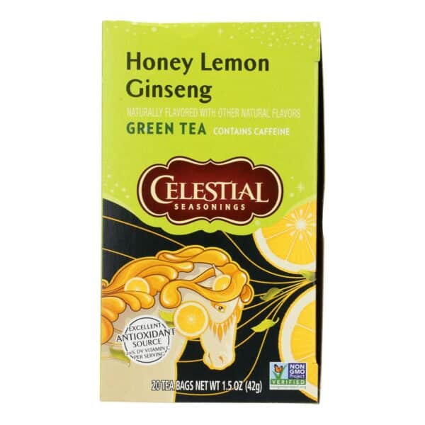 Celestial Seasonings Green Tea Honey Lemon Ginseng with White Tea - 20 Tea Bags - Case of 6