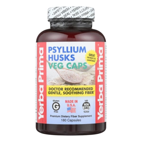 Yerba Prima Psyllium Husks Veg Caps - 625 mg - 180 Vegetarian Capsules - Image 2