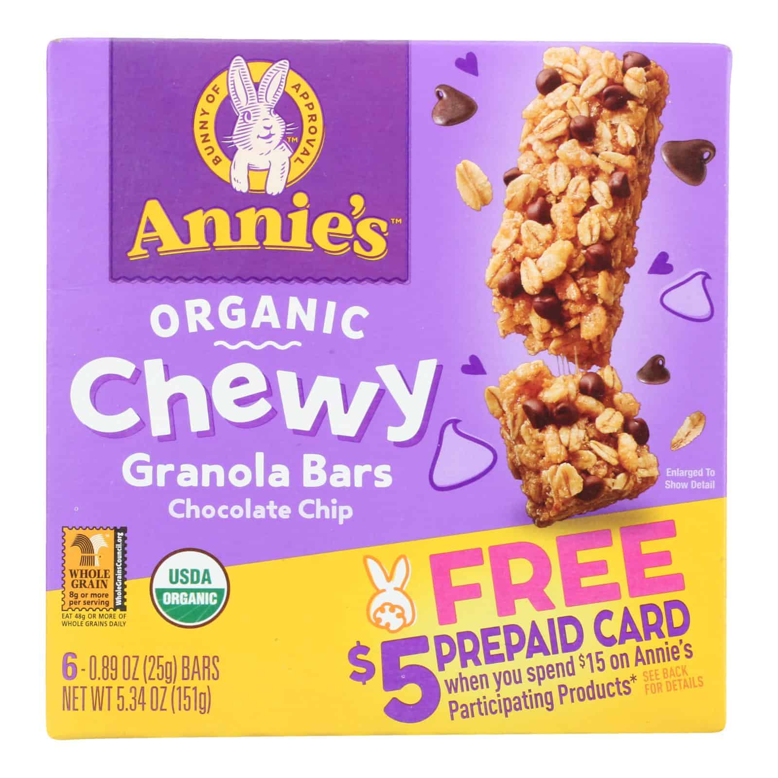 Annie's Homegrown Organic Chewy Granola Bars Chocolate Chip - Case of 12 - 5.34 oz. - Image 2