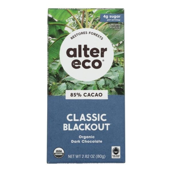 Alter Eco Americas Organic Chocolate Bar - Dark Blackout - 2.82 oz Bars - Case of 12 - Image 2