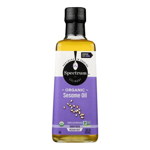 Spectrum Naturals Organic Unrefined Sesame Oil - Case of 12 - 16 Fl oz.