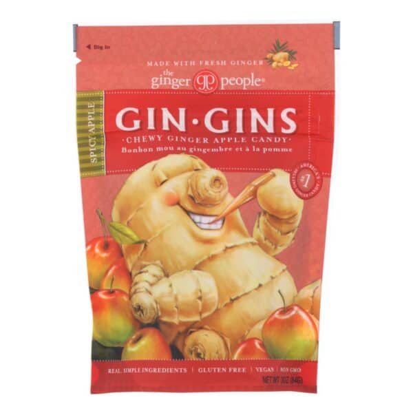 Ginger People Chewy Ginger Candy - Spicy Apple - Case of 12 - 3 oz. - Image 3