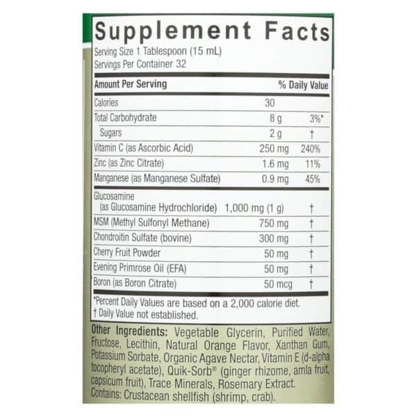 Nature's Answer - Liquid Glucosamine and Chondroitin with MSM Natural Orange - 16 fl oz - Image 2