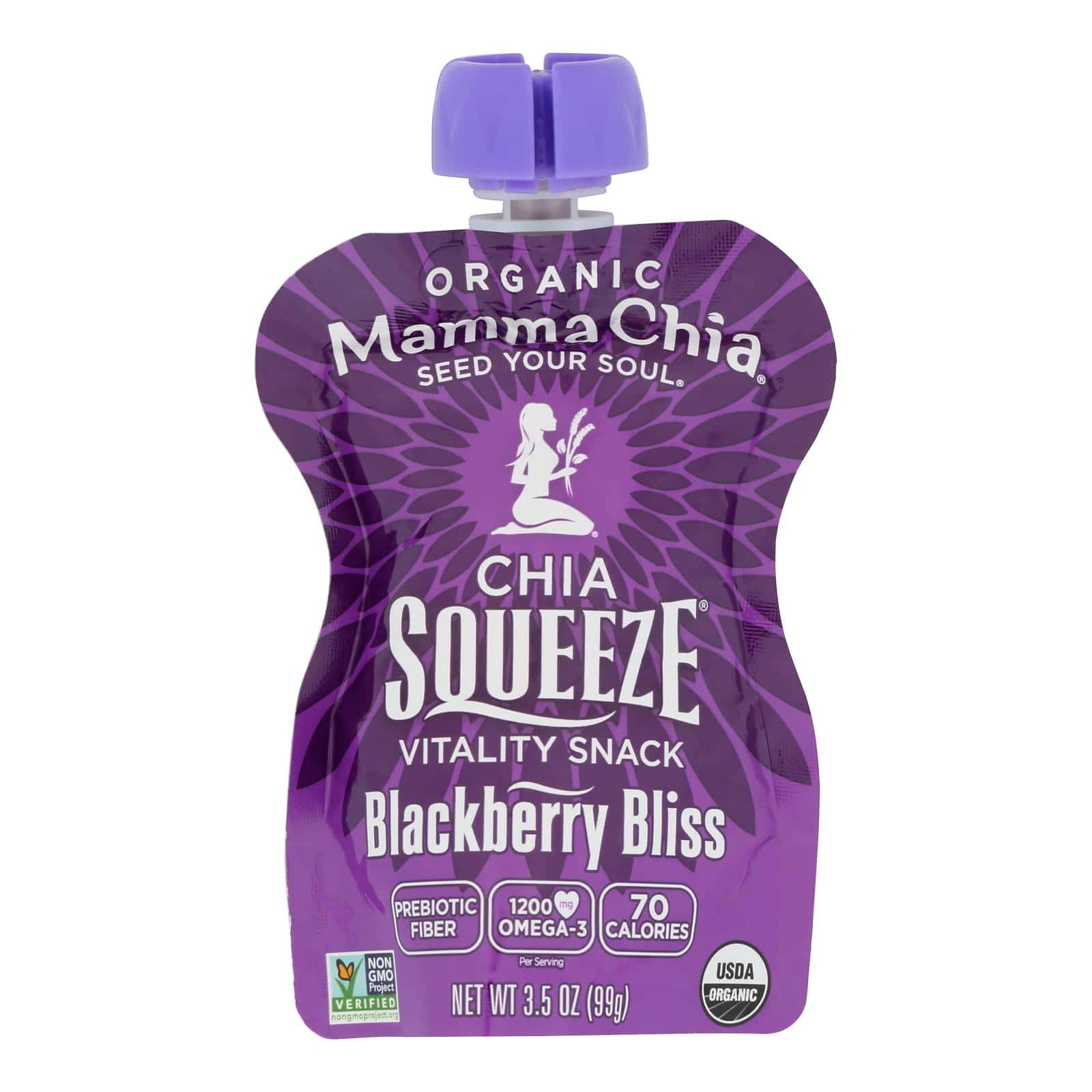 Mamma Chia Squeeze Vitality Snack - Blackberry Bliss - Case of 16 - 3.5 oz. - Image 3