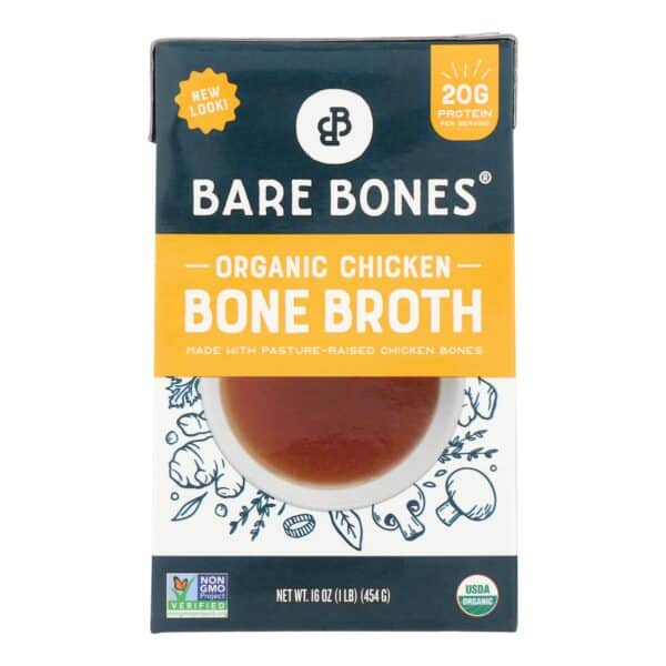 Bare Bones Broth - Bone Broth Organic 2 Chicken Classic - Case of 8-16 Fluid Ounces - Image 2
