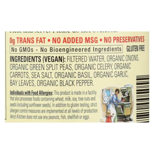Amy's - Organic Fat Free Split Pea Soup - Case of 12 - 14.1 oz - Image 2