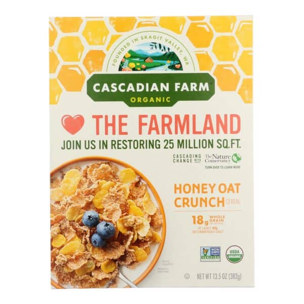 Cascadian Farm Cereal - Organic Corn Flakes Wheat Flakes Whole Grain Oats And Honey - Case of 10 - 13.5 oz. - Image 2