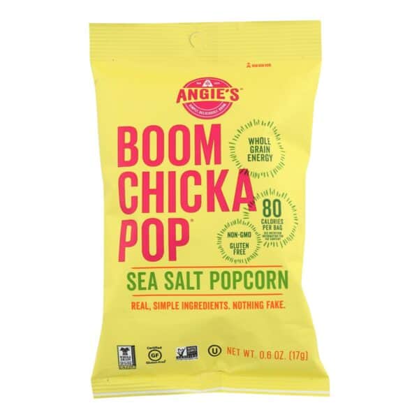 Angie's Kettle Corn Boom Chicka Pop Sea Salt Popcorn - Case of 24 - 0.6 oz.