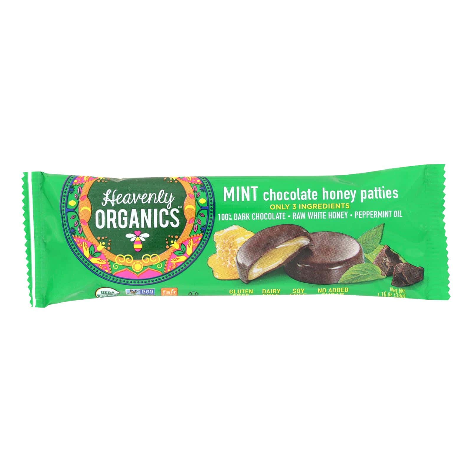 Heavenly Organics Honey Patties - Chocolate Mint - 1.2 oz - Case of 16 - Image 3