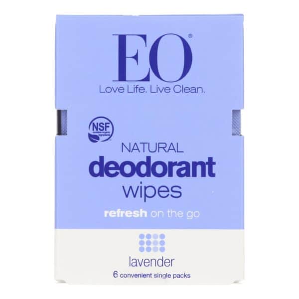EO Products - Deodorant Wipes - Lavender - Case of 12 - 6 count - Image 2
