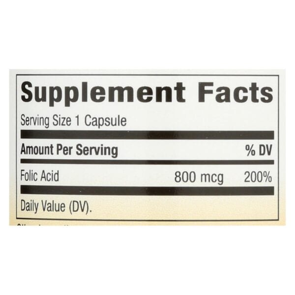 Nature's Way - Folic Acid - 800 mcg - 100 Capsules - Image 2