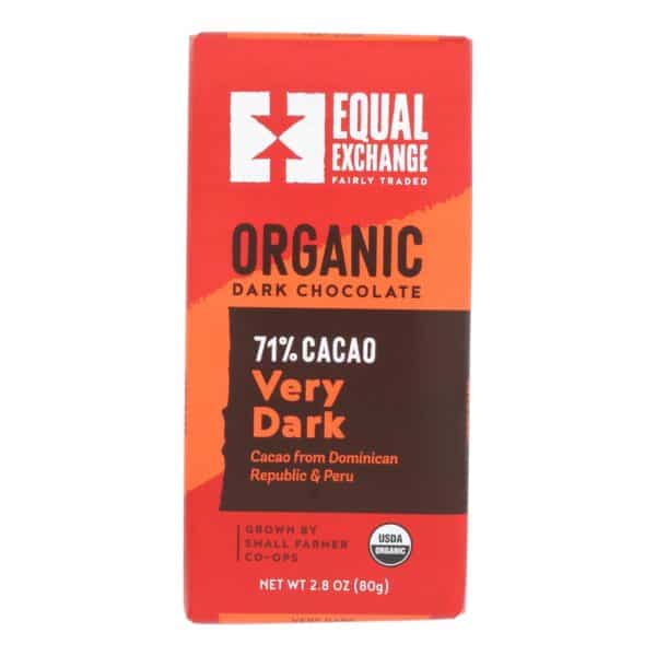 Equal Exchange Organic Chocolate Bar - Very Dark - Case of 12 - 2.8 oz.