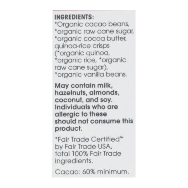 Alter Eco Americas Organic Chocolate Bar - Dark Quinoa - 2.82 oz Bars - Case of 12 - Image 2