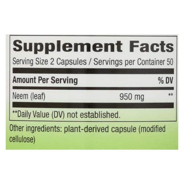 Nature's Way - Neem - 475 mg - 100 Capsules - Image 2