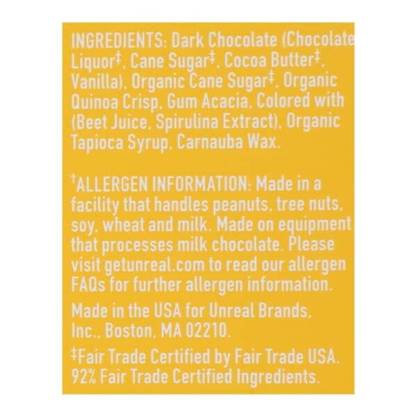 Unreal - Crispy Quinoa Chocolate Gems - Dark Chocolate - Case of 6 - 5 oz.