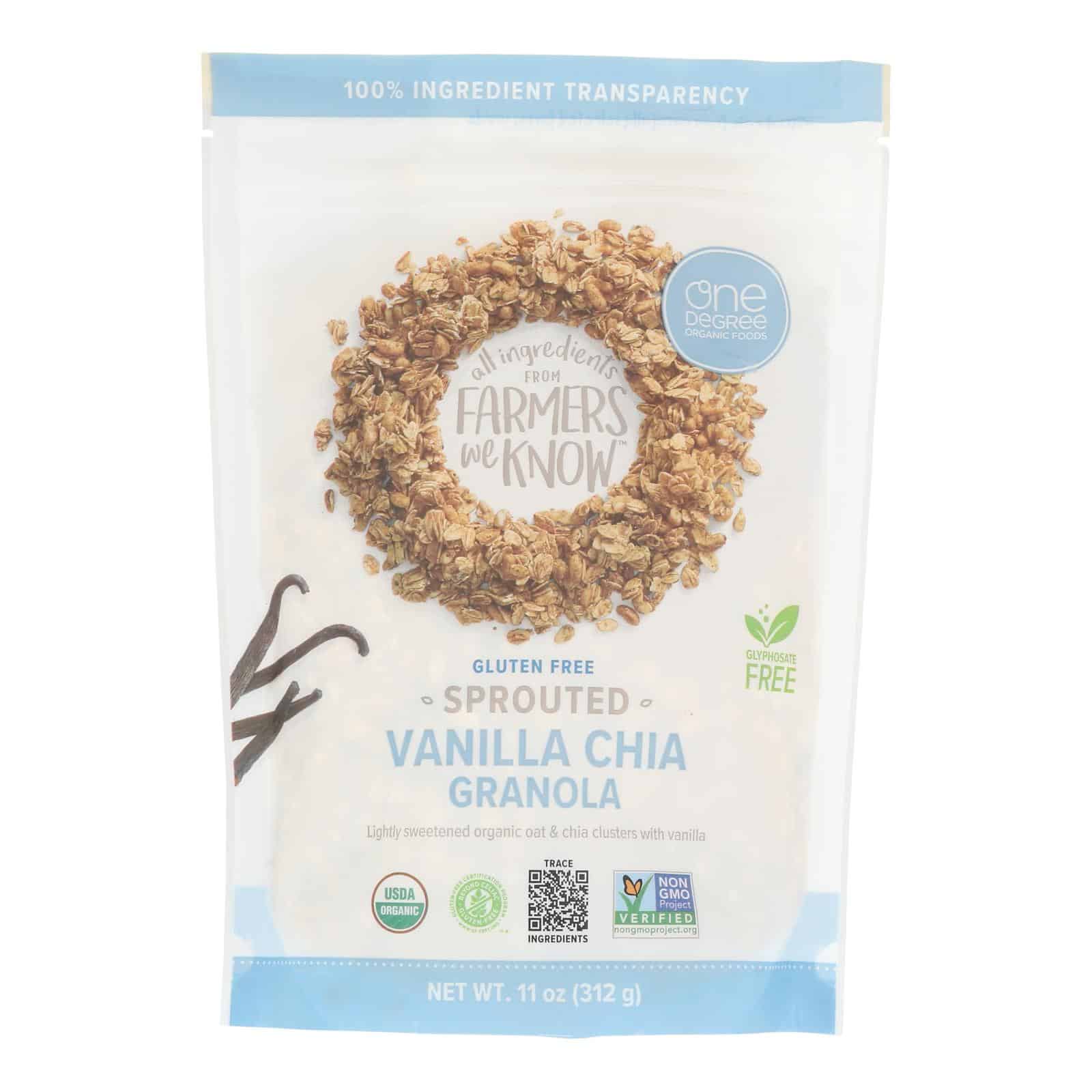 One Degree Organic Foods Sprouted Oat Granola - Vanilla Chia - Case of 6 - 11 oz. - Image 2
