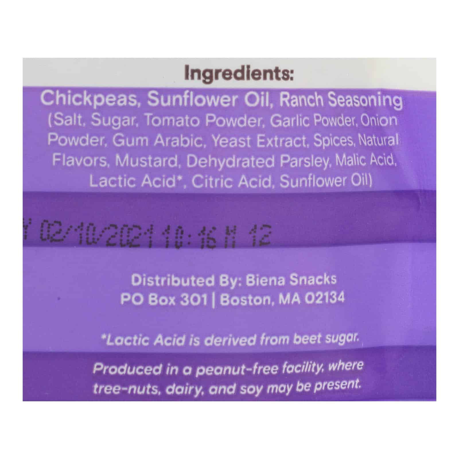 Biena Chickpea Snacks - Rockin' Ranch - Case of 8 - 5 oz.