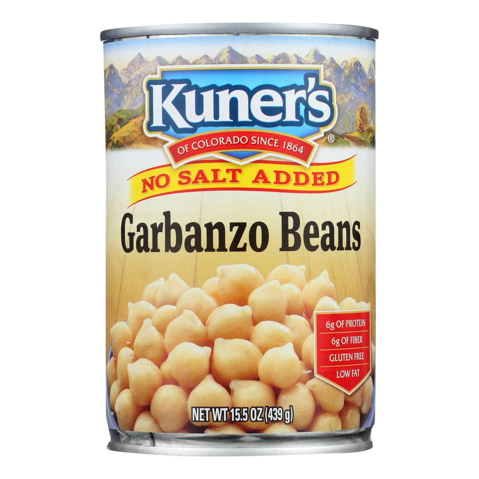 Kuner - Garbanzo Beans - No Salt Added - Case of 12 - 15 oz. - Image 2