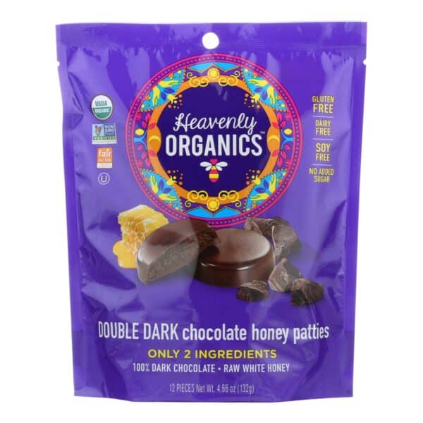 Heavenly Organics Candy Chocolate Honey Patties Double Dark Chocolate  - Case of 6 - 4.66 OZ - Image 2