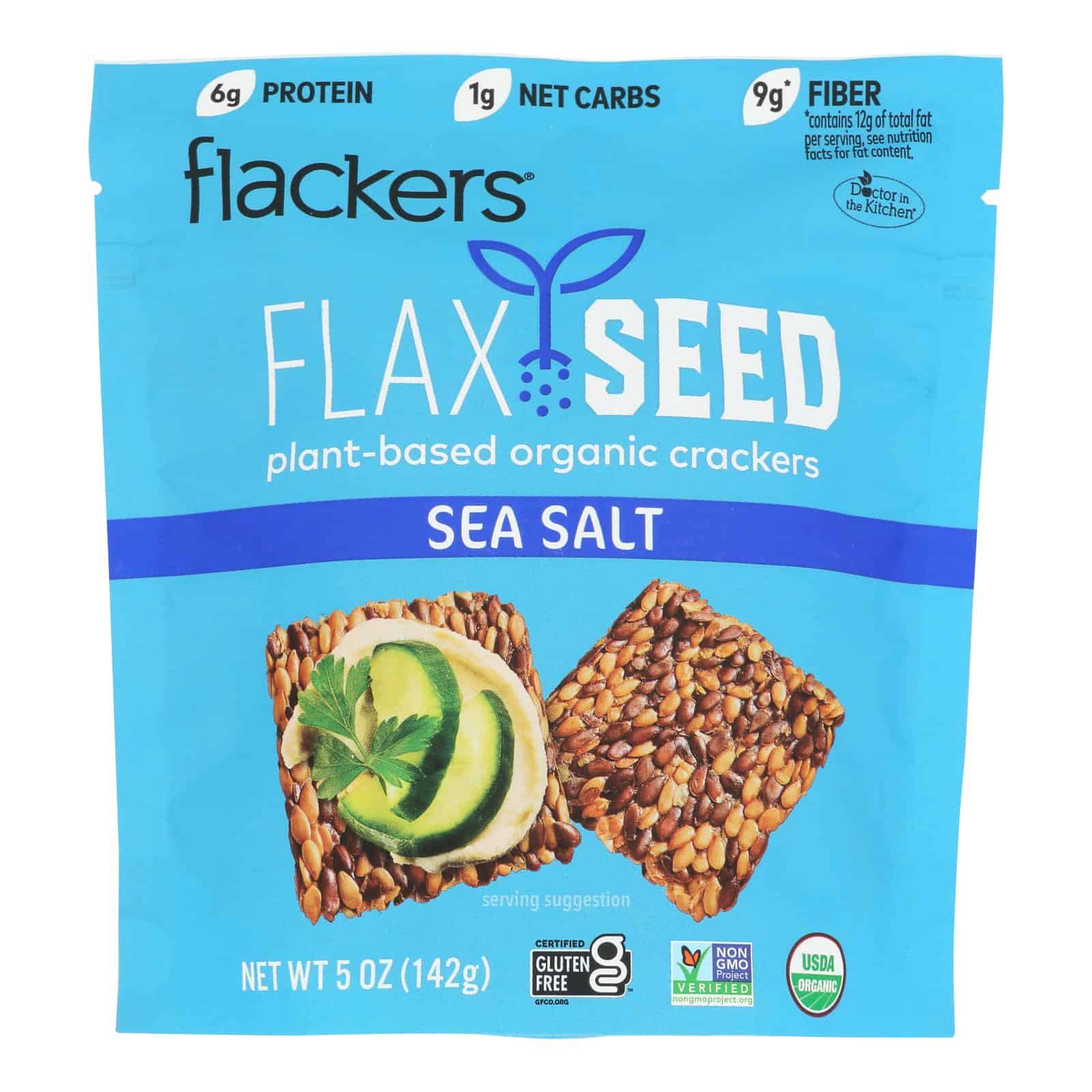 Doctor In The Kitchen - Organic Flax Seed Crackers - Sea Salt - Case of 6 - 5 oz. - Image 2