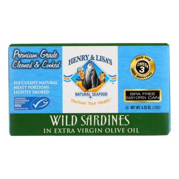 Henry and Lisa's Natural Seafood Wild Sardines In Extra Virgin Olive Oil - Case of 12 - 4.25 oz. - Image 2