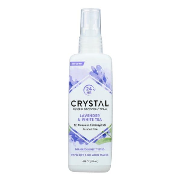 Crystal Essence Mineral Deodorant Body Spray Lavender And White Tea - 4 fl oz