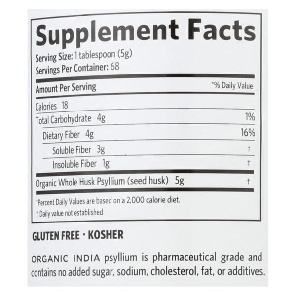 Organic India Fiber Harmony Psyllium Whole Husk - 12 oz