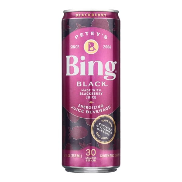 Petey's Bing Black B-Vitamins Vitamin C Caffeine & Ginseng Beverage  - Case of 24 - 12 FZ - Image 3