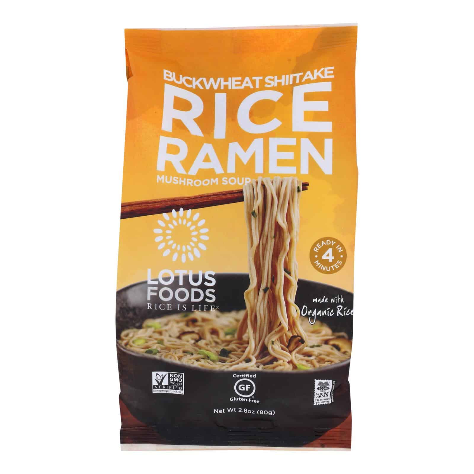 Lotus Foods Buckwheat Mushroom Brown Rice Ramen with Vegetable Soup - Case of 10 - 2.8 oz. - Image 2