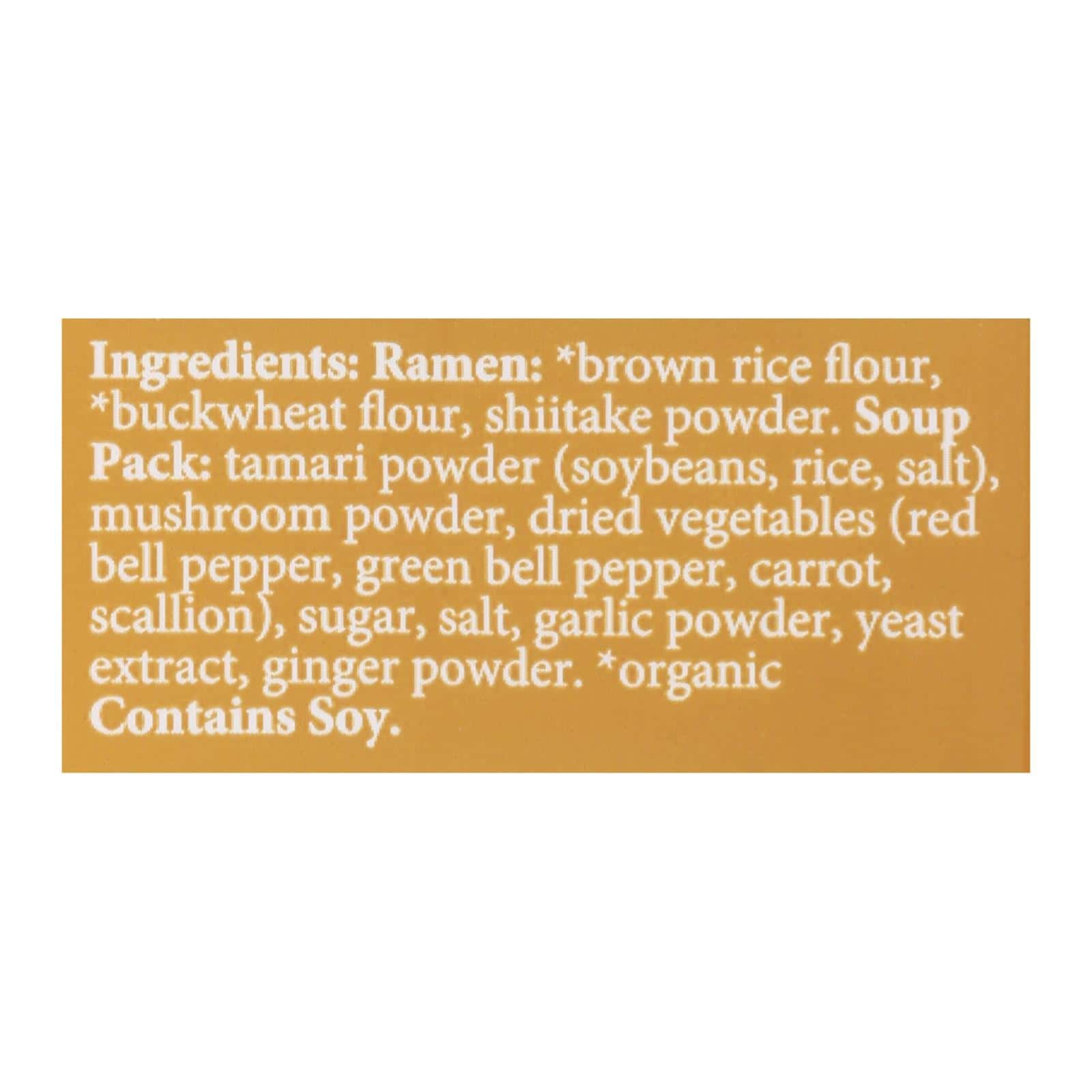 Lotus Foods Buckwheat Mushroom Brown Rice Ramen with Vegetable Soup - Case of 10 - 2.8 oz.