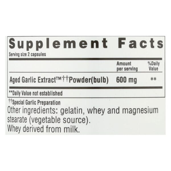Kyolic - Aged Garlic Extract Cardiovascular Original Formula 100 - 300 Capsules - Image 2